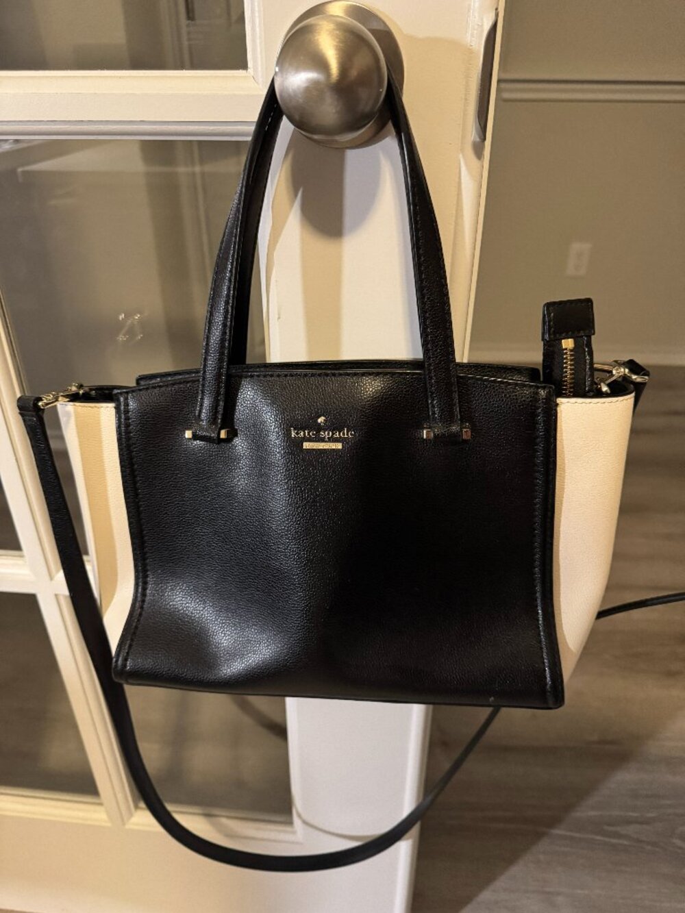 Kate Spade Outlet Bag White Black Patterson Drive Leather Colorblock Purse EUC